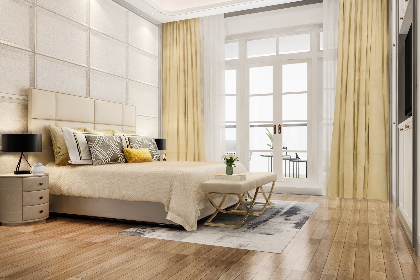 Motorized curtains living room